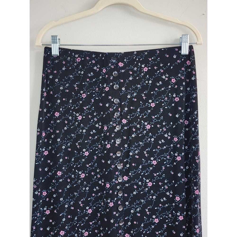 Womens Fairy Whimsigoth Floral A Line Maxi Skirt Medium Festival Casual Stretch